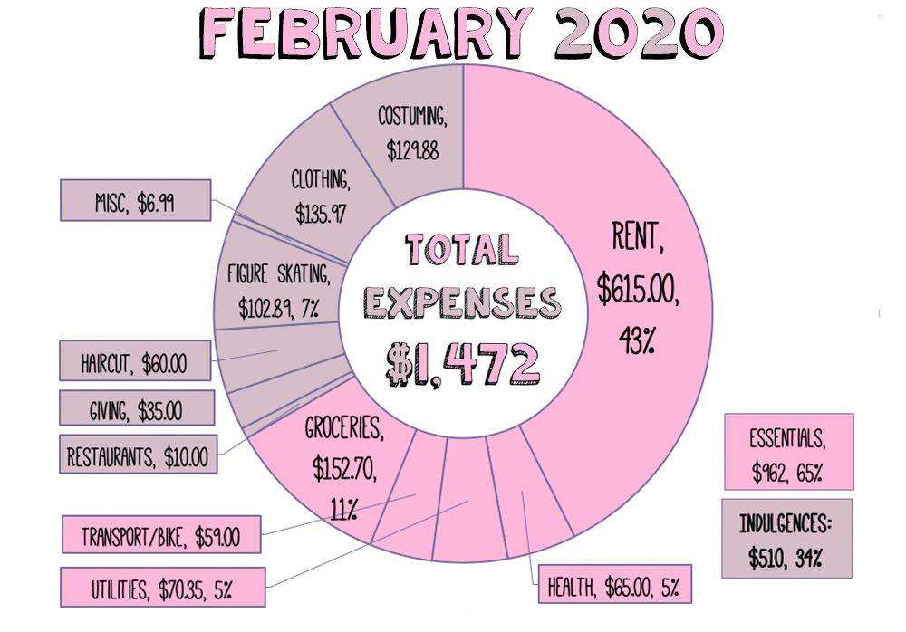 Donut chart of my February 2020 finances